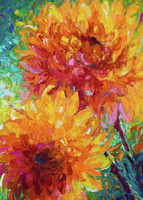 Dahlia Greeting Card featuring the painting Passion by Talya Johnson