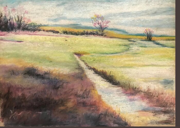 Oil Pastel Greeting Card featuring the painting Peaceful Path by Katrina Nixon