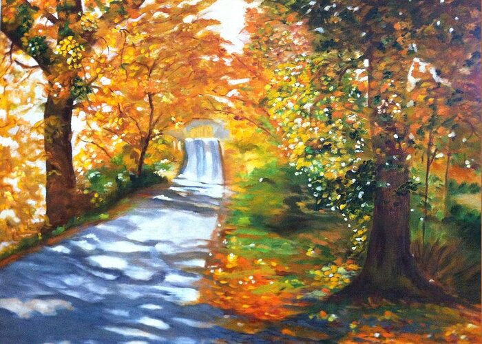 Fall Color Greeting Card featuring the painting Path to Joy by Juliette Becker