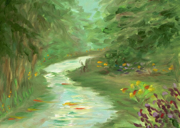 Path Greeting Card featuring the painting Path to Serenity by Juliette Becker
