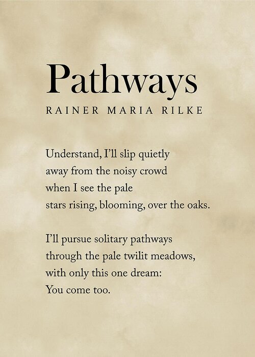 Kosciuszko sobre Milímetro Pathways - Rainer Maria Rilke Poem - Literature - Typography Print 3 -  Vintage Greeting Card by Studio Grafiikka