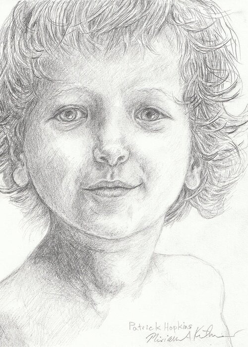 Small Boy Child Greeting Card featuring the drawing Patrick Hopkins Drawing by Miriam A Kilmer