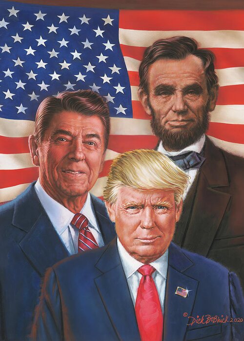 Portraits Greeting Card featuring the painting Great American Patriots by Dick Bobnick
