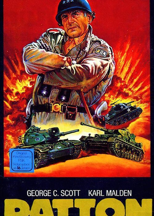 Patton Greeting Card featuring the mixed media ''Patton'', 1970 - 2 by Movie World Posters