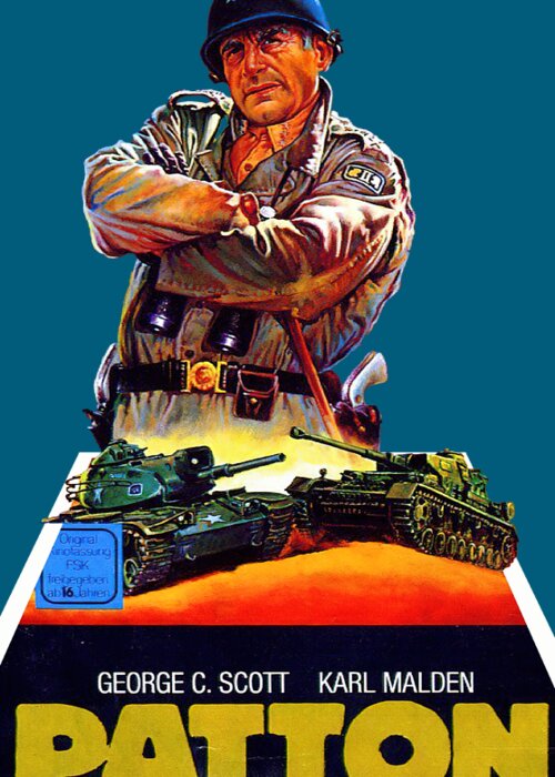 Patton Greeting Card featuring the mixed media ''Patton'', 1970 - 3d movie poster by Movie World Posters
