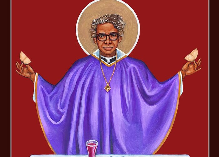 Religious Iconography Greeting Card featuring the painting Pauli Murray by Kelly Latimore