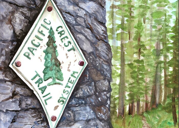 Pct Greeting Card featuring the painting PCT Blaze Washington-2 by Elizabeth Mordensky