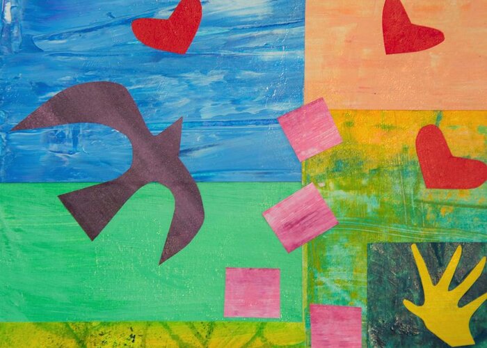 Mixed Media Greeting Card featuring the mixed media Peace and Love 4 by Julia Malakoff