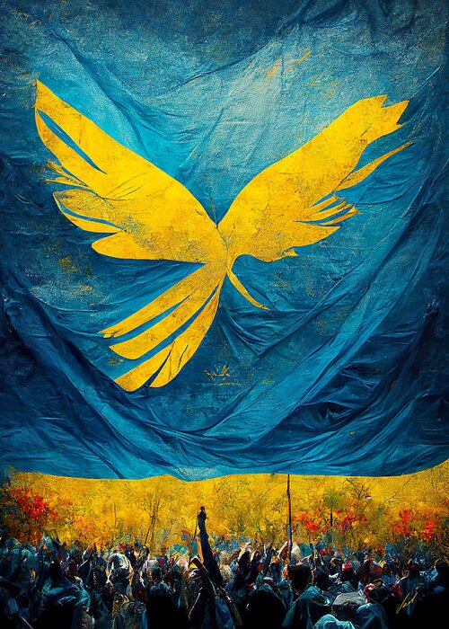 Angel Of Peace Greeting Card featuring the painting Peace for Ukraine by Vart