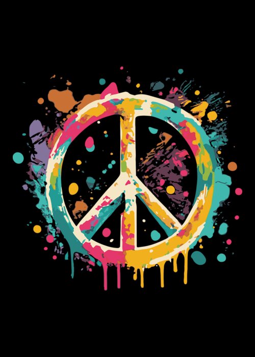 Peace Sign Greeting Card featuring the digital art Peace Sign Paint Splatter Graffiti by Flippin Sweet Gear