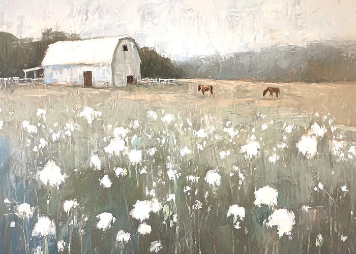 Rustic Barn Greeting Card featuring the mixed media Peaceful Pastures 04 by Ramona Murdock