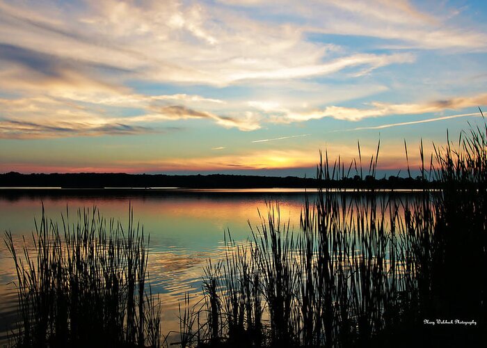 Lake Sunset Greeting Card featuring the photograph Peaceful Sunset by Mary Walchuck