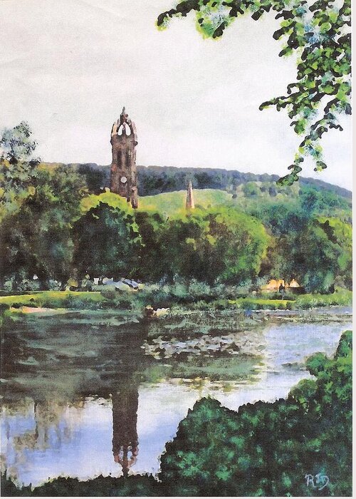 Peebles Greeting Card featuring the painting PEEBLES Old Parish Church by Richard James Digance