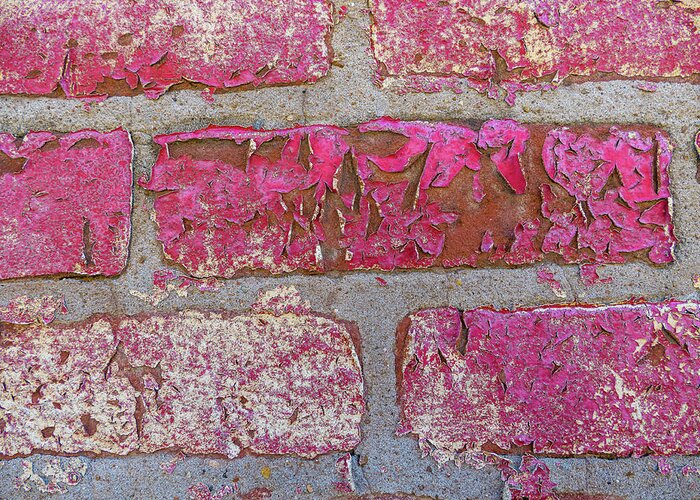 Peeling Paint Red Bricks Wilmington Greeting Card featuring the photograph Peeling paint in Wilmington, Illinois by David Morehead