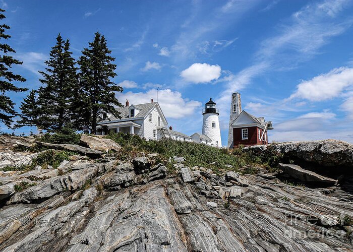 Lighthouse Greeting Card featuring the photograph Pemaquid Point Lighthouse Maine by Veronica Batterson