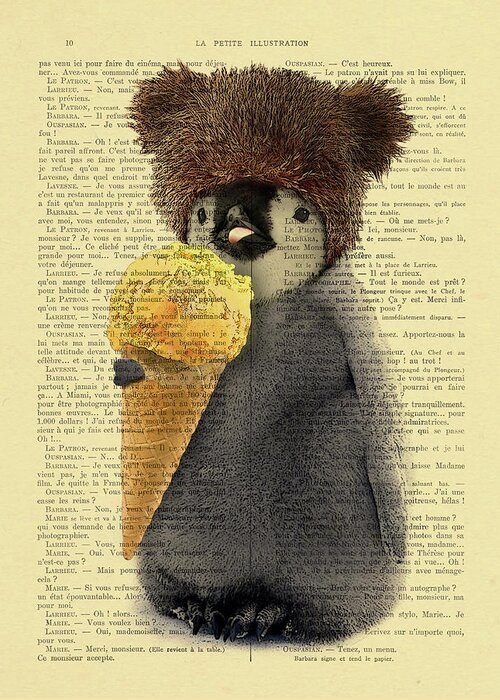 Penguin Greeting Card featuring the digital art Penguin With Ice Cream by Madame Memento