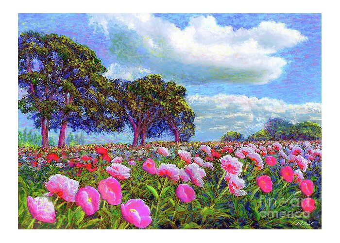 Floral Greeting Card featuring the painting Peony Heaven by Jane Small