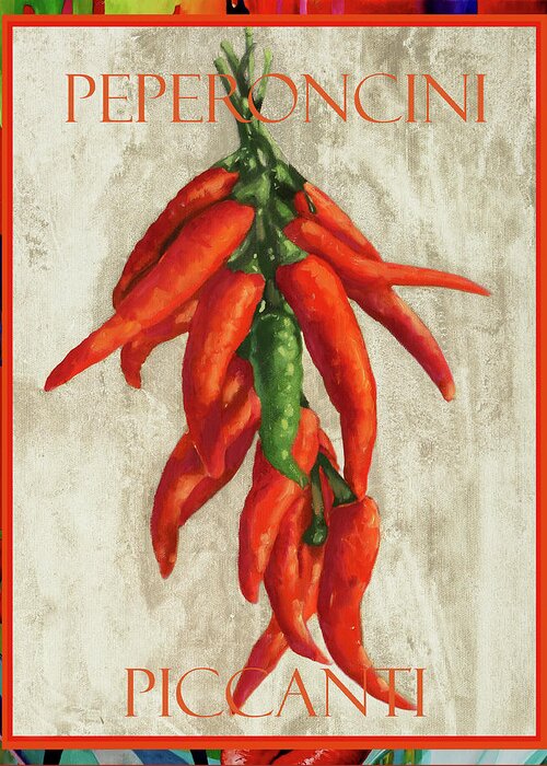 Spicy Pepper Greeting Card featuring the painting Peperoncini Piccanti by Guido Borelli