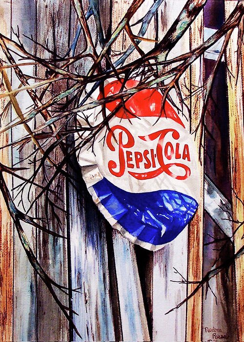 Pepsi Greeting Card featuring the painting Pepsi sign in paradise by Nedra Russ