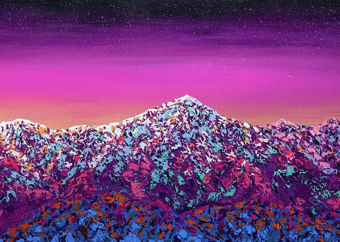 Mountain Greeting Card featuring the painting Perseverance by Ashley Wright