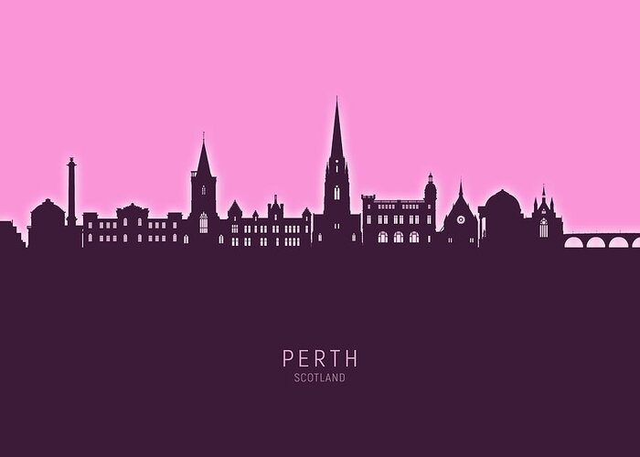 Perth Greeting Card featuring the digital art Perth Scotland Skyline #69 by Michael Tompsett