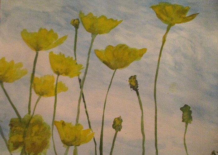 Wild Flowers Greeting Card featuring the painting Petalled Yellow by Jen Shearer