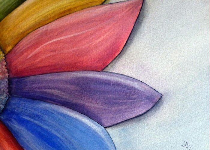 Flower Greeting Card featuring the painting Petals of Many Colors by Kelly Mills