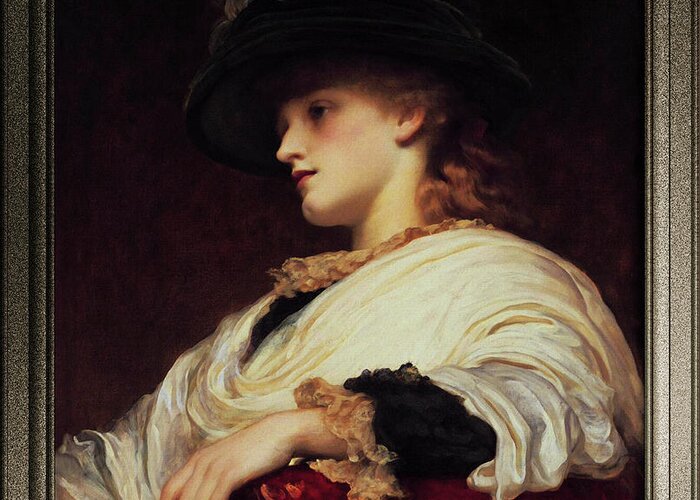 Phoebe Greeting Card featuring the painting Phoebe by Frederic Leighton by Rolando Burbon