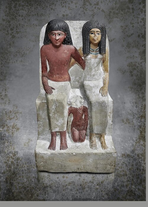 Ancient Egyptian Statue Greeting Card featuring the sculpture The After life - Photo of Ancient Egyptian statue #1 by Paul E Williams