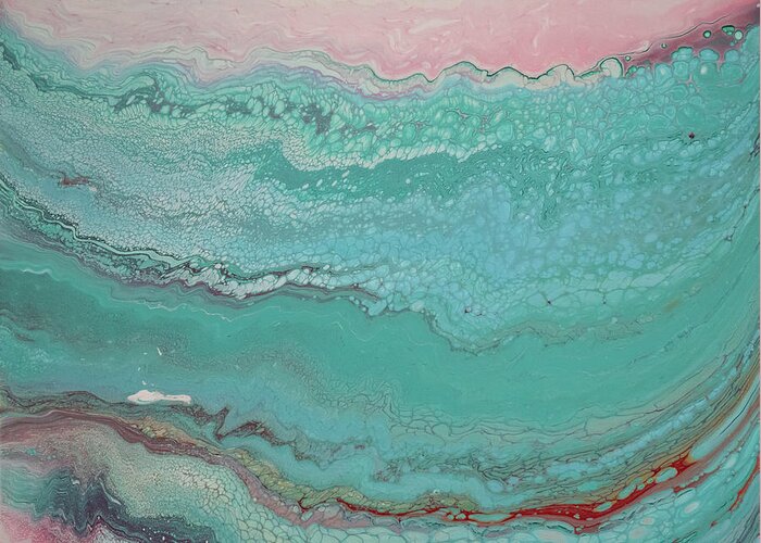 Pour Greeting Card featuring the mixed media Pink Sea by Aimee Bruno