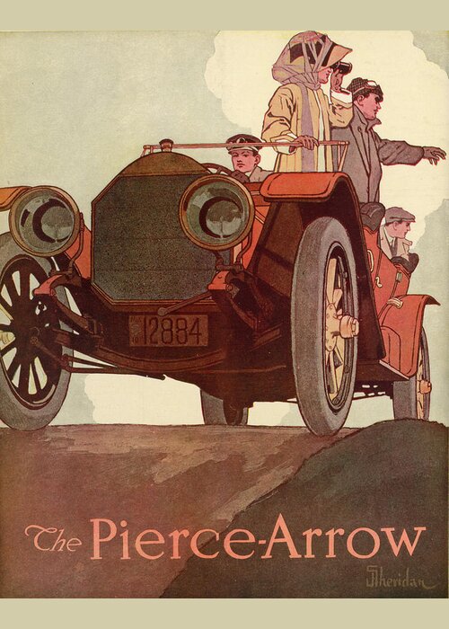 Life Magazine Advertisement Greeting Card featuring the mixed media Pierce Arrow Advertisement 1911 by Sheridan