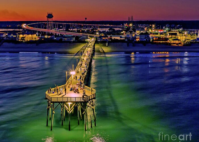 Sunset Greeting Card featuring the photograph Pierview by DJA Images