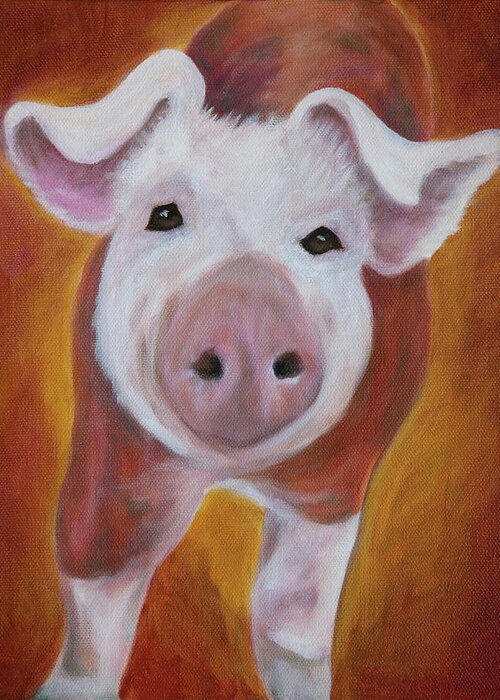 Art Greeting Card featuring the painting Piglet Piccinni by Tammy Pool