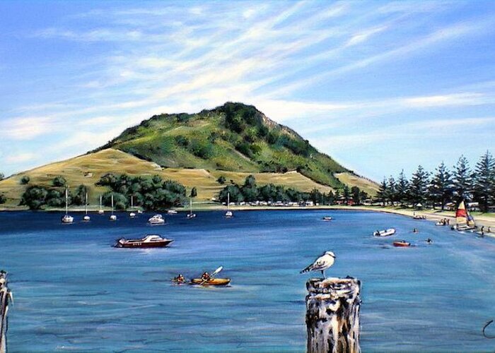 Beach Greeting Card featuring the painting Pilot Bay Mt M 291209 by Sylvia Kula