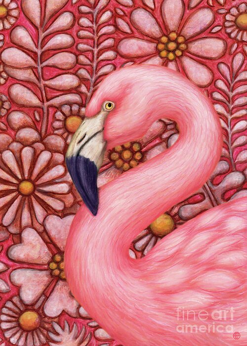 Flamingo Greeting Card featuring the painting Pink Flamingo Tapestry by Amy E Fraser