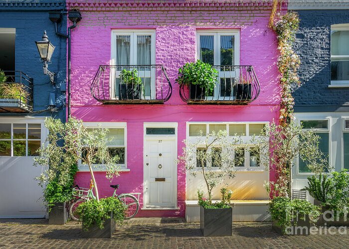 London Greeting Card featuring the photograph Pink house in Notting Hill, London by Delphimages London Photography