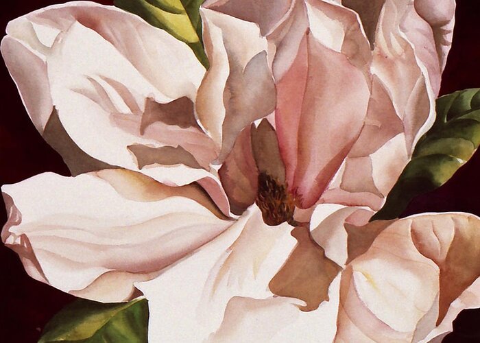 Magnolia Greeting Card featuring the painting Pink Magnolia by Alfred Ng