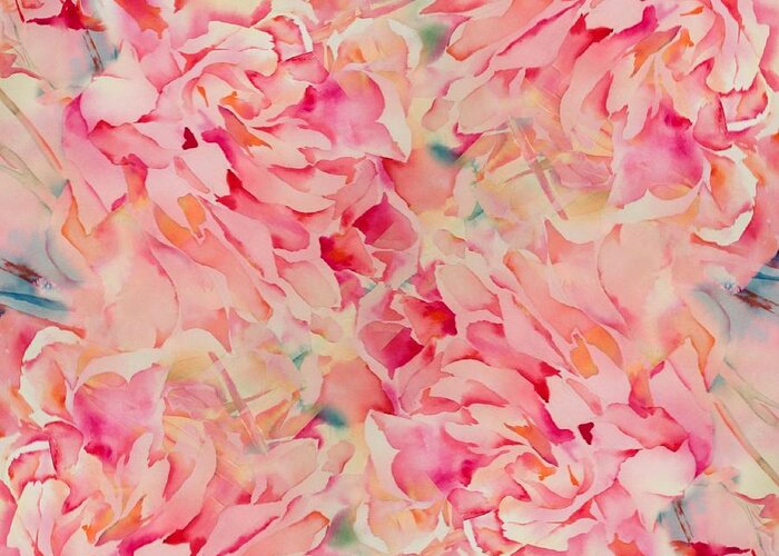 Peony Greeting Card featuring the painting Pink Peonies by Liana Yarckin