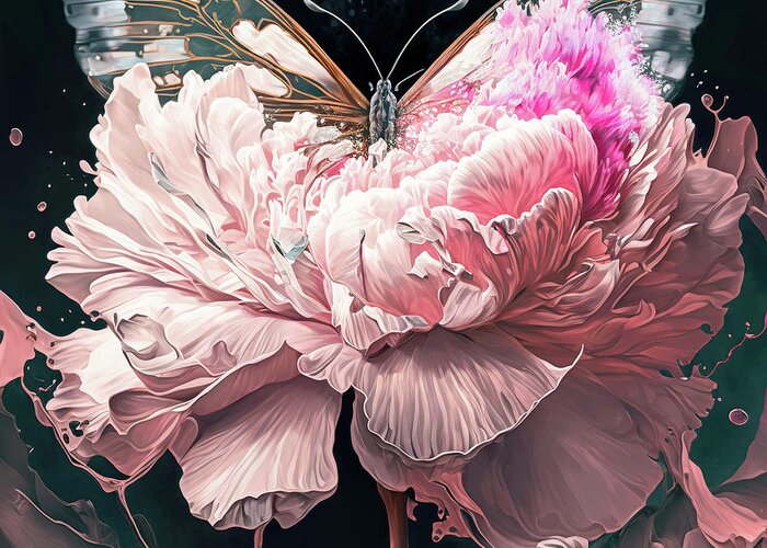 Peony Greeting Card featuring the painting Pink Peony Explosion by Tina LeCour