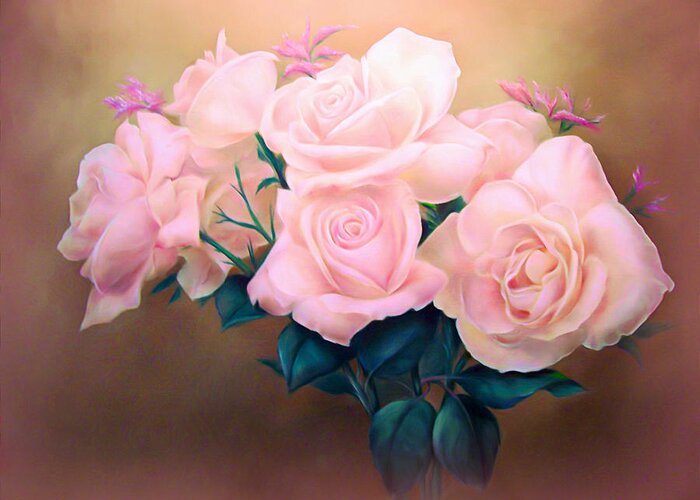 Roses Greeting Card featuring the photograph Pink Rose Bouquet by Susan Hope Finley