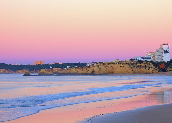 Portugal Greeting Card featuring the photograph Pink Sunrise over Portimao by Jeremy Hayden