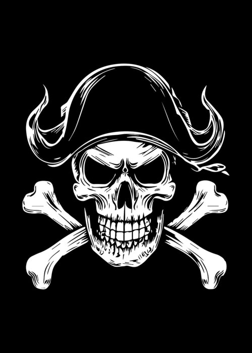 Cool Greeting Card featuring the digital art Pirate Skull and Crossbones by Flippin Sweet Gear