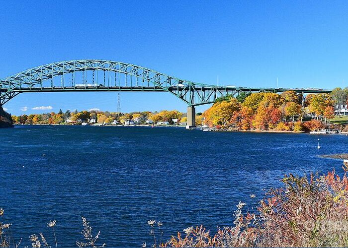 Maine Greeting Card featuring the photograph Piscataqua River Bridge by Steve Brown