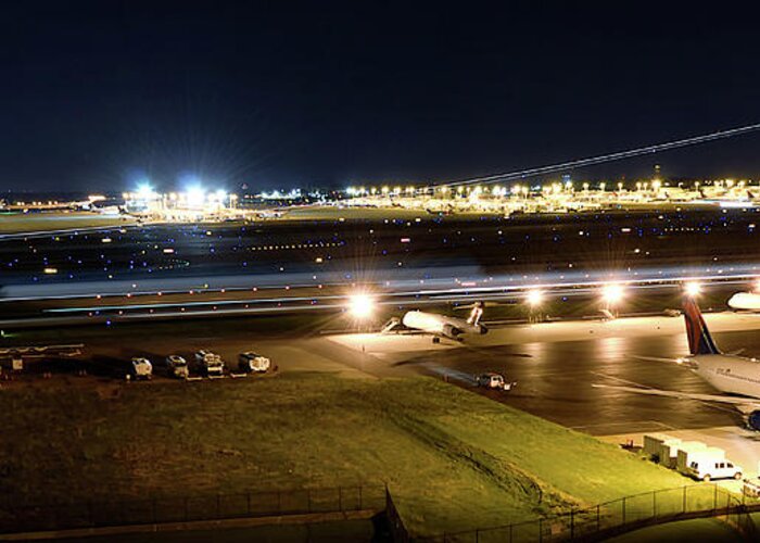 Planes Greeting Card featuring the photograph Planes at night by Dmdcreative Photography