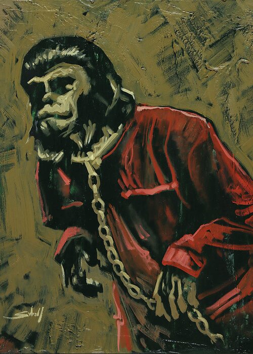 Planet Of The Apes Greeting Card featuring the painting Planet of the Apes - Cesar by Sv Bell