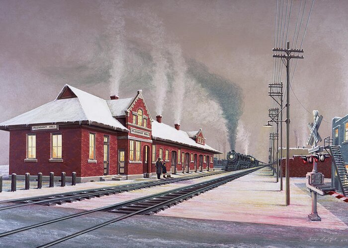 Landscape Greeting Card featuring the painting Pleasant Hill Depot by George Lightfoot