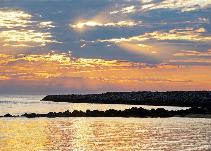 Newburyport Greeting Card featuring the photograph Plum Island Golden Sunrise Newburyport Massachusetts Plum Island Beach by Toby McGuire