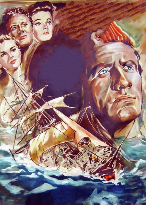 Plymouth Greeting Card featuring the painting ''Plymouth Adventure'', 1950, movie poster painting by Georg Schubert by Stars on Art