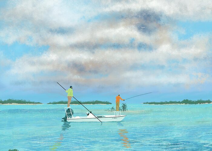 Bahamas Greeting Card featuring the digital art Pocket Island Paradise by Kevin Putman