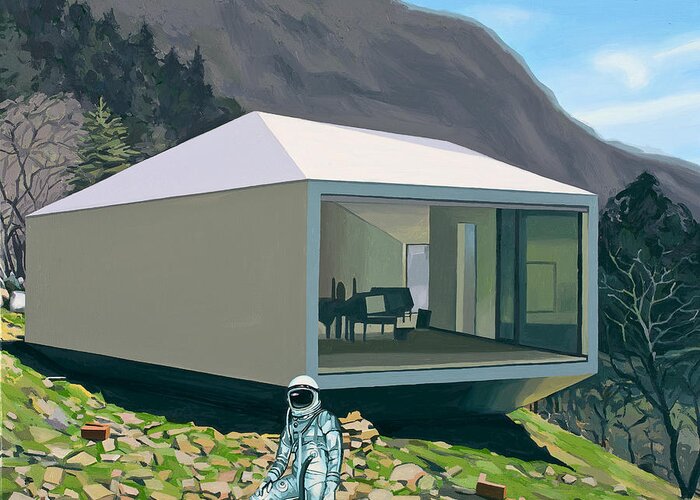 Astronaut Greeting Card featuring the painting Pod by Scott Listfield